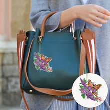 Load image into Gallery viewer, 6PCS Double Sided Special Shape Diamond Painting Keychain (Purple Butterfly)
