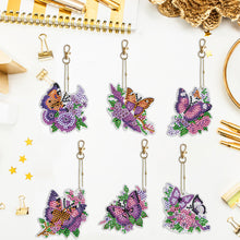 Load image into Gallery viewer, 6PCS Double Sided Special Shape Diamond Painting Keychain (Purple Butterfly)
