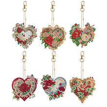 Load image into Gallery viewer, 6PCS Double Sided Special Shape Diamond Painting Keychain (Flower Love)
