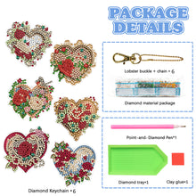 Load image into Gallery viewer, 6PCS Double Sided Special Shape Diamond Painting Keychain (Flower Love)
