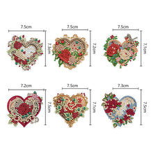 Load image into Gallery viewer, 6PCS Double Sided Special Shape Diamond Painting Keychain (Flower Love)
