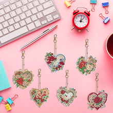 Load image into Gallery viewer, 6PCS Double Sided Special Shape Diamond Painting Keychain (Flower Love)
