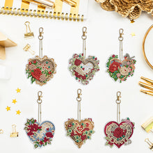 Load image into Gallery viewer, 6PCS Double Sided Special Shape Diamond Painting Keychain (Flower Love)
