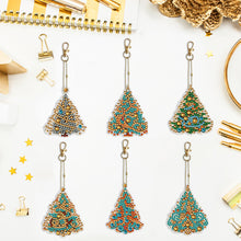Load image into Gallery viewer, 6PCS Double Sided Special Shape Diamond Painting Keychain (Christmas Tree)
