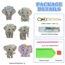 Load image into Gallery viewer, 6PCS Double Sided Special Shape Diamond Painting Keychain for Beginner(Elephant)
