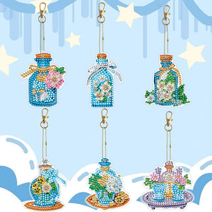 6PCS Double Sided Special Shape Diamond Painting Keychain (Perfume Bottle)