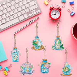 6PCS Double Sided Special Shape Diamond Painting Keychain (Perfume Bottle)