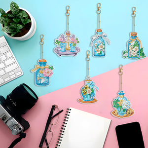 6PCS Double Sided Special Shape Diamond Painting Keychain (Perfume Bottle)