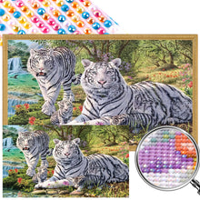 Load image into Gallery viewer, Park White Tiger 75X45CM(Canvas) Full AB Round Drill Diamond Painting
