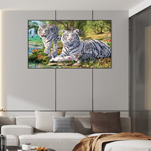 Park White Tiger 75X45CM(Canvas) Full AB Round Drill Diamond Painting