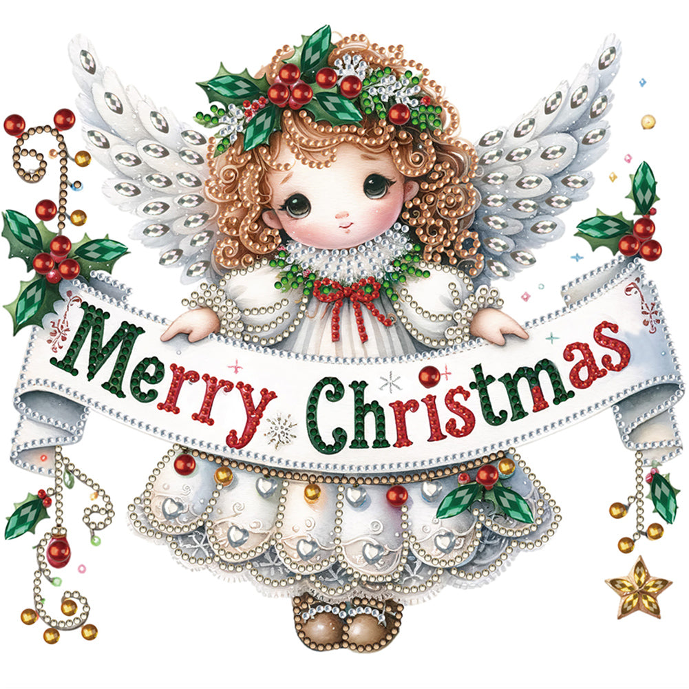 Christmas Little Angel 30X30CM(Canvas) Partial Special Shaped Drill Diamond Painting