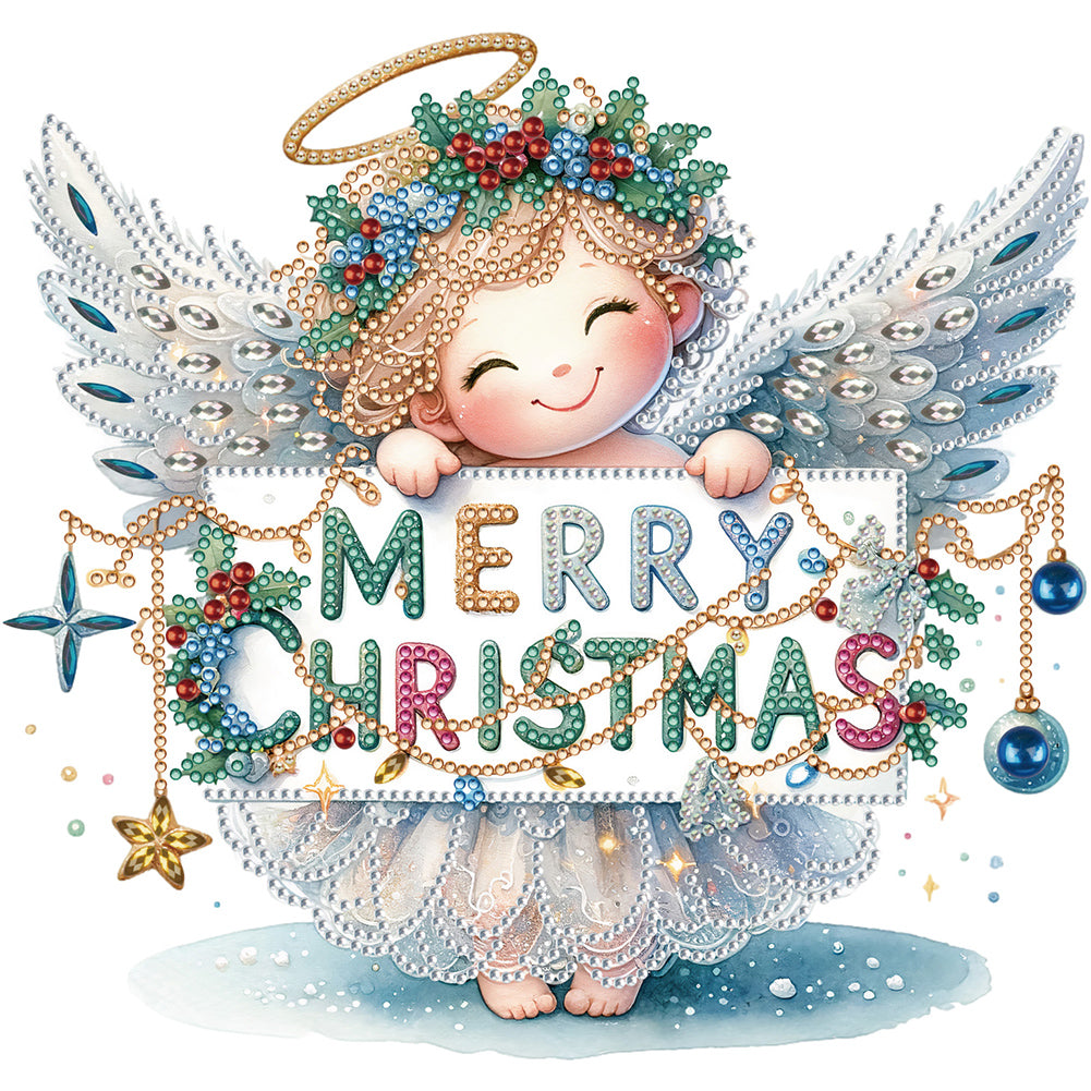 Christmas Little Angel 30X30CM(Canvas) Partial Special Shaped Drill Diamond Painting