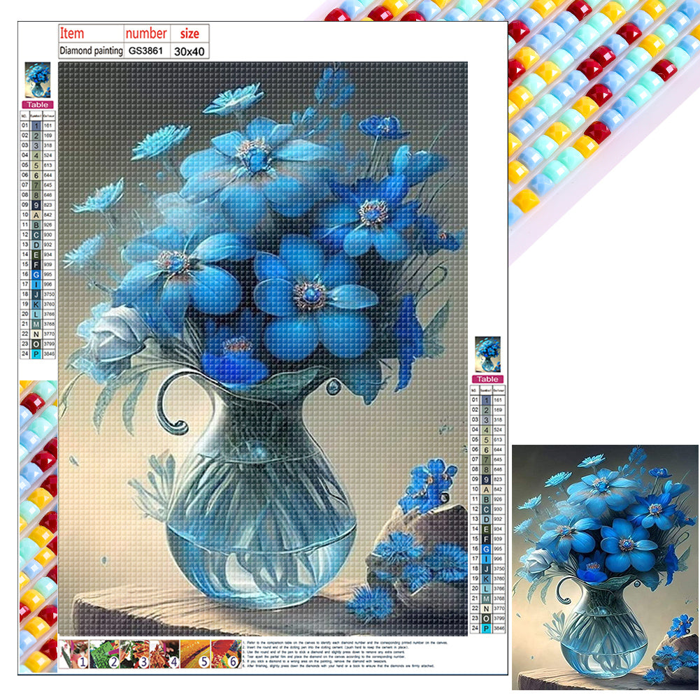 Blue Bouquet 30X40CM(Canvas) Full Square Drill Diamond Painting