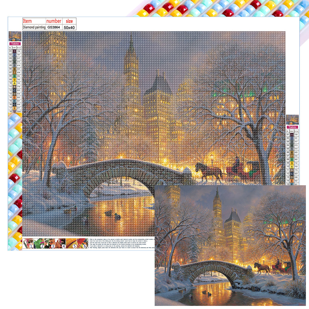 City Winter Scene 50X40CM(Canvas) Full Square Drill Diamond Painting