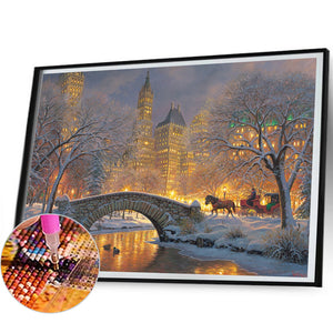 City Winter Scene 50X40CM(Canvas) Full Square Drill Diamond Painting