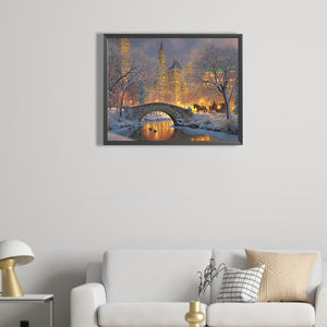 City Winter Scene 50X40CM(Canvas) Full Square Drill Diamond Painting