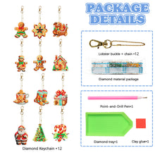 Load image into Gallery viewer, 12PCS Double Sided Diamond Painting Keychain for Xmas Decor (Christmas Gadgets)
