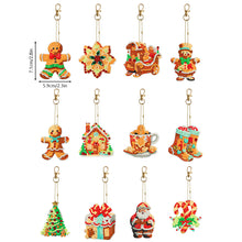 Load image into Gallery viewer, 12PCS Double Sided Diamond Painting Keychain for Xmas Decor (Christmas Gadgets)
