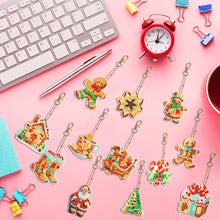 Load image into Gallery viewer, 12PCS Double Sided Diamond Painting Keychain for Xmas Decor (Christmas Gadgets)

