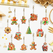 Load image into Gallery viewer, 12PCS Double Sided Diamond Painting Keychain for Xmas Decor (Christmas Gadgets)
