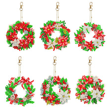 Load image into Gallery viewer, 6PCS Double Sided Diamond Painting Keychain for Xmas Decor (Christmas Wreath)
