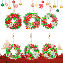 Load image into Gallery viewer, 6PCS Double Sided Diamond Painting Keychain for Xmas Decor (Christmas Wreath)
