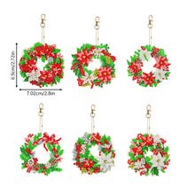 Load image into Gallery viewer, 6PCS Double Sided Diamond Painting Keychain for Xmas Decor (Christmas Wreath)
