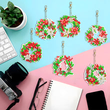 Load image into Gallery viewer, 6PCS Double Sided Diamond Painting Keychain for Xmas Decor (Christmas Wreath)

