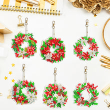 Load image into Gallery viewer, 6PCS Double Sided Diamond Painting Keychain for Xmas Decor (Christmas Wreath)
