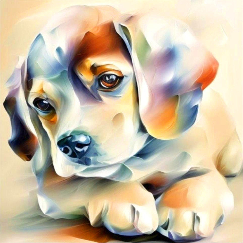 Tired Dog With Oil Paint Elements 30X30CM(Canvas) Full Round Drill Diamond Painting