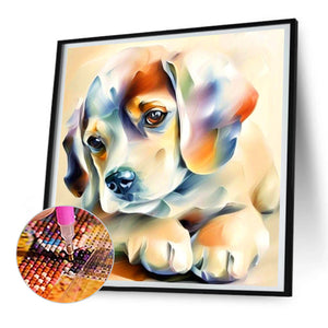 Tired Dog With Oil Paint Elements 30X30CM(Canvas) Full Round Drill Diamond Painting