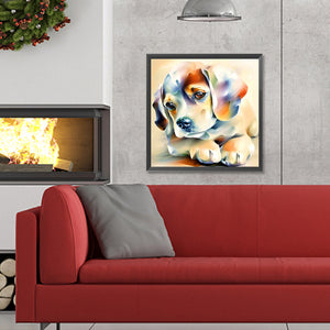 Tired Dog With Oil Paint Elements 30X30CM(Canvas) Full Round Drill Diamond Painting