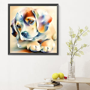 Tired Dog With Oil Paint Elements 30X30CM(Canvas) Full Round Drill Diamond Painting