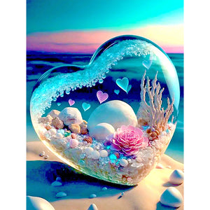 Dream Beach And Love Crystals And Flowers 30X40CM(Canvas) Full Round Drill Diamond Painting