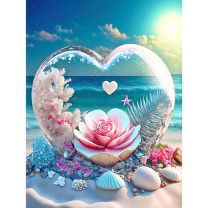 Dream Beach And Love Crystals And Flowers 30X40CM(Canvas) Full Round Drill Diamond Painting