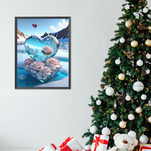 Dream Beach And Love Crystals And Flowers 30X40CM(Canvas) Full Round Drill Diamond Painting