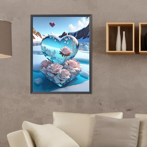 Dream Beach And Love Crystals And Flowers 30X40CM(Canvas) Full Round Drill Diamond Painting