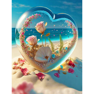 Dream Beach And Love Crystals And Flowers 30X40CM(Canvas) Full Round Drill Diamond Painting