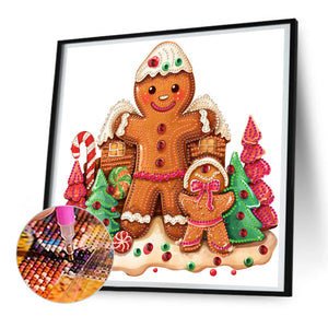 Christmas Gingerbread Cookie House 30X30CM(Canvas) Partial Special Shaped Drill Diamond Painting