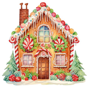 Christmas Gingerbread Cookie House 30X30CM(Canvas) Partial Special Shaped Drill Diamond Painting