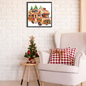 Christmas Atmosphere Car 30X30CM(Canvas) Partial Special Shaped Drill Diamond Painting