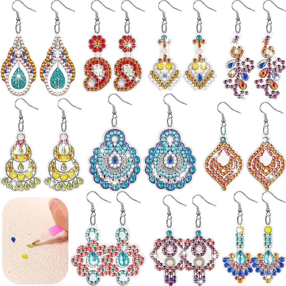10Pairs Double Sided Dangle Drop Diamond Art Earring Kit for Women Girl (Autumn)
