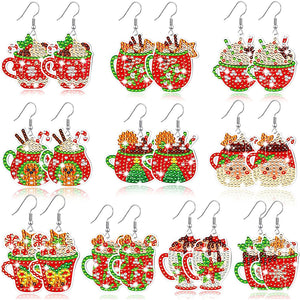 10 Pairs Double Sided Diamond Glitter Art Earring Kit Xmas Party Ornaments Gifts