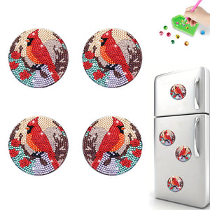 4PCS Cardinal Diamond Painting Magnet Refrigerator Diamond Art Magnets Decals