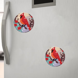 4PCS Cardinal Diamond Painting Magnet Refrigerator Diamond Art Magnets Decals