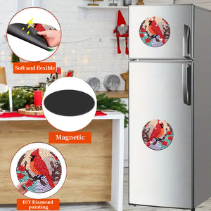 4PCS Cardinal Diamond Painting Magnet Refrigerator Diamond Art Magnets Decals
