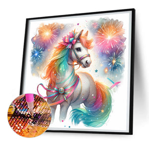 Shiny Animal Horse 30X30CM(Canvas) Full Round Drill Diamond Painting