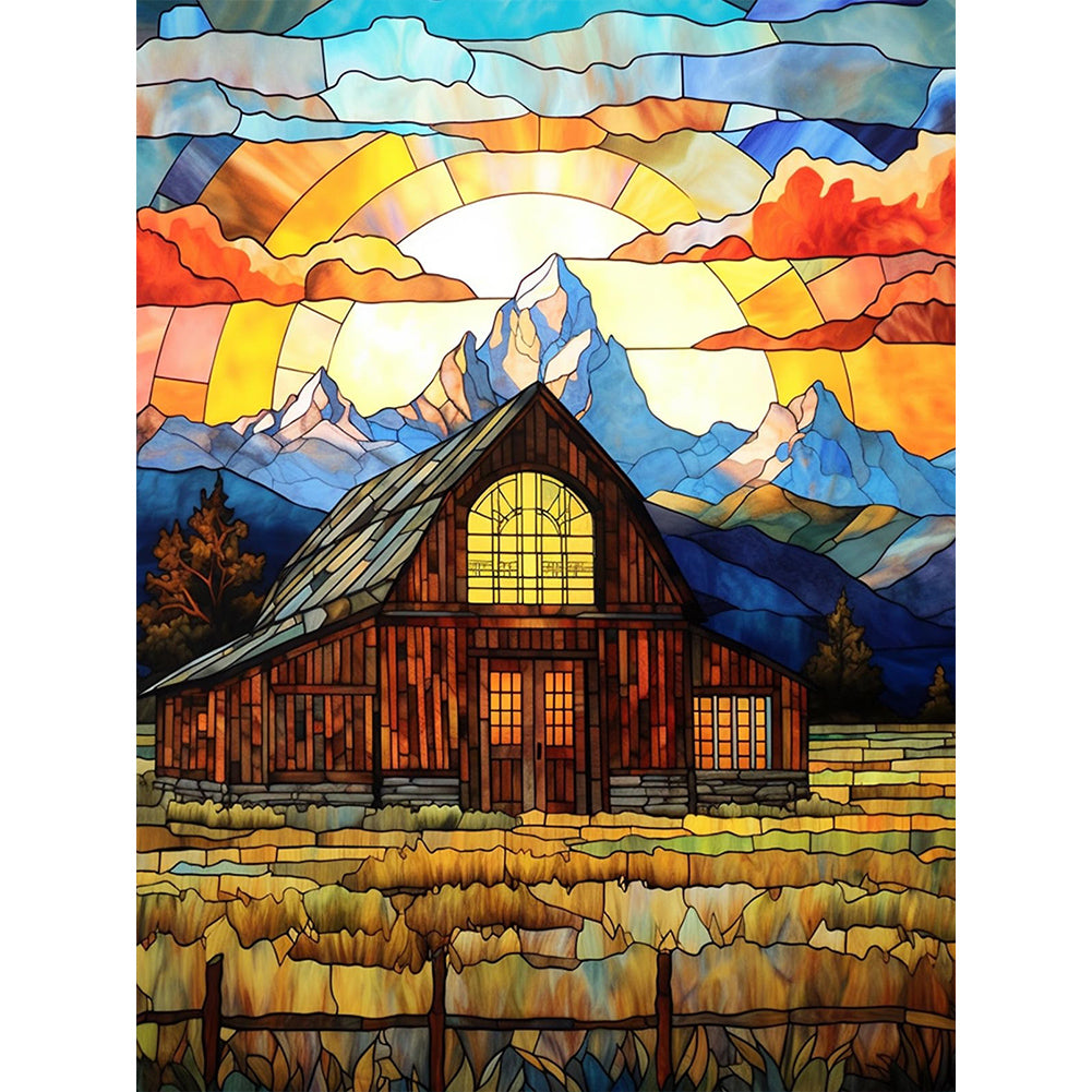 Field House 30X40CM(Canvas) Full Round Drill Diamond Painting