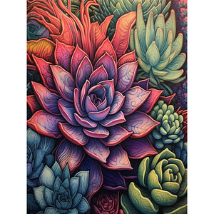 Cactus Flower 30X40CM(Canvas) Full Round Drill Diamond Painting