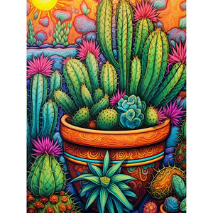 Cactus Flower 30X40CM(Canvas) Full Round Drill Diamond Painting